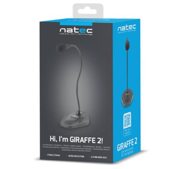 Dynamic microphone with flexible arm and mute button, black Natec Giraffe 2 NMI-1563