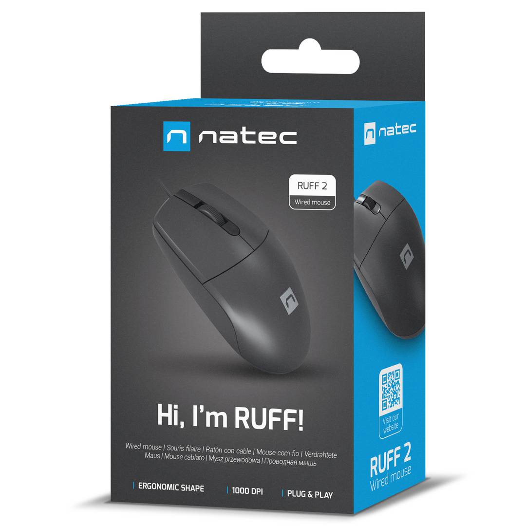 Rato óptico Natec Ruff 2 1000DPI preto NMY-1987