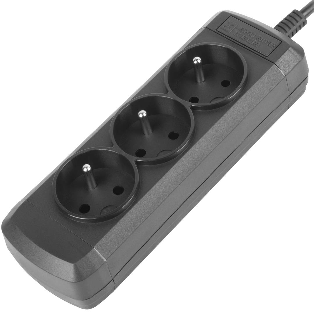 Filtro de linha Schuko de 3 soquetes com cabo de 60 cm para sistema UPS Natec Extreme Media NSP-0517