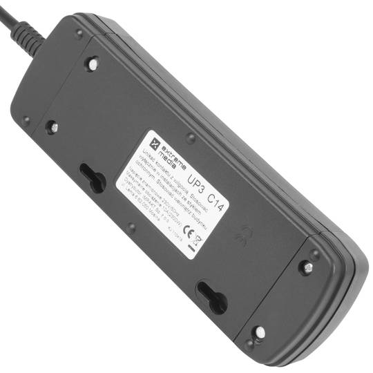 Filtro de linha Schuko de 3 soquetes com cabo de 60 cm para sistema UPS Natec Extreme Media NSP-0517