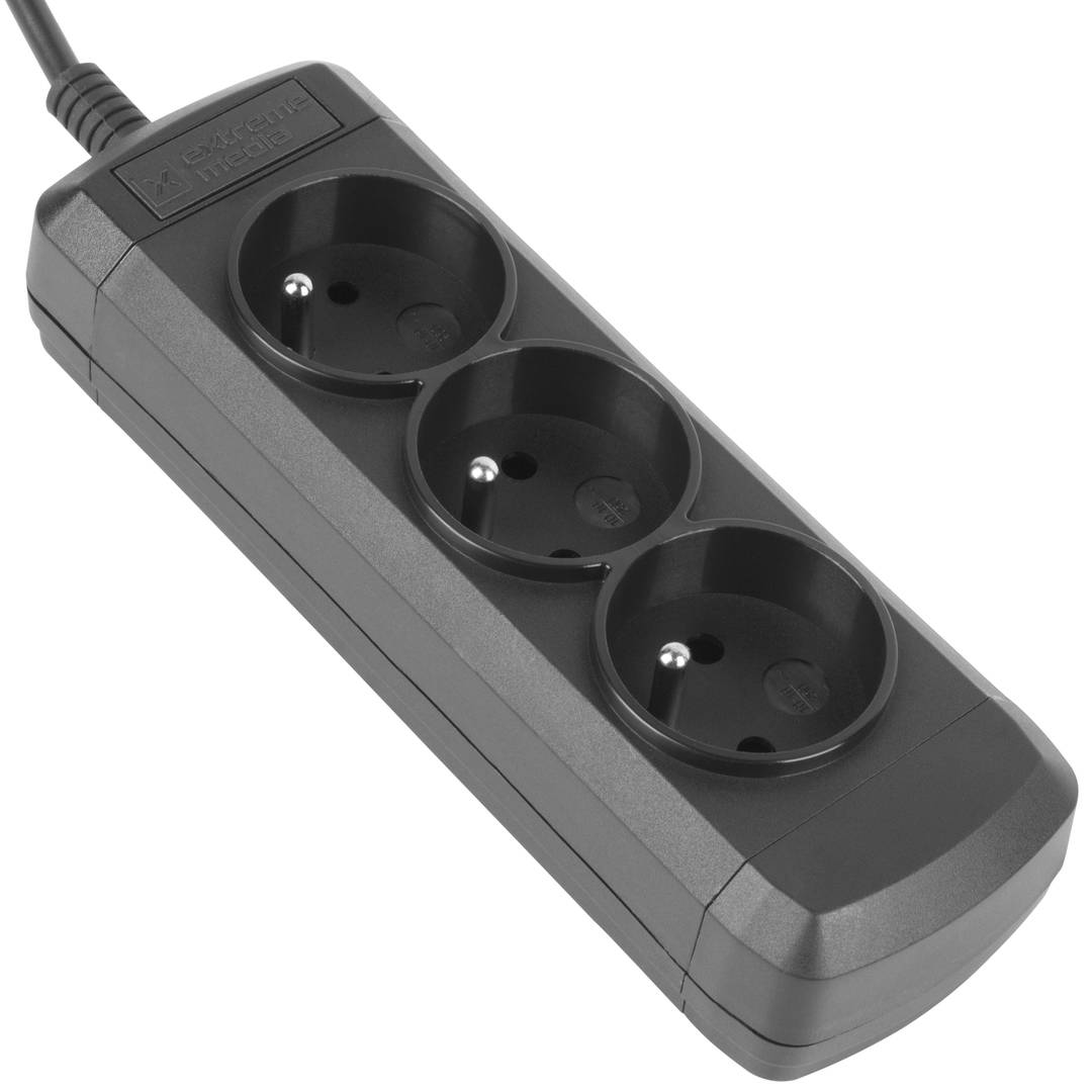Filtro de linha Schuko de 3 soquetes com cabo de 60 cm para sistema UPS Natec Extreme Media NSP-0517