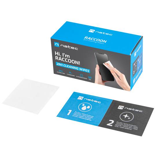 Tovalloletes humides netejadores per a smartphones o tablets 50 unitats Natec Raccoon NSC-1797
