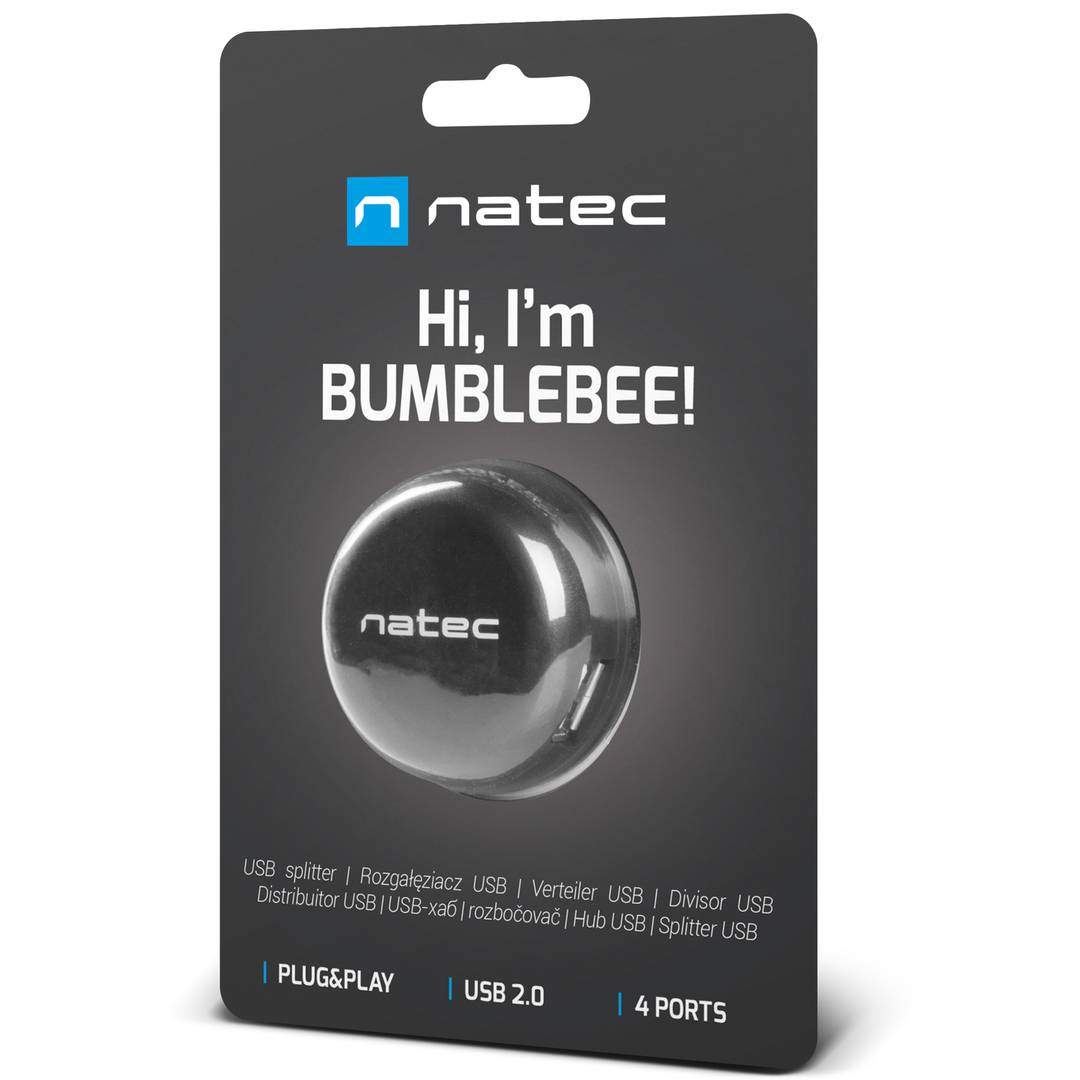 Natec Bumblebee NHU-1330 4-portowy koncentrator USB typu A 2.0 czarny