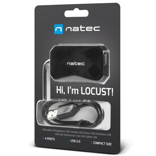 Natec Locust NHU-0647 Hub USB Tipo A 2.0 Preto de 4 portas