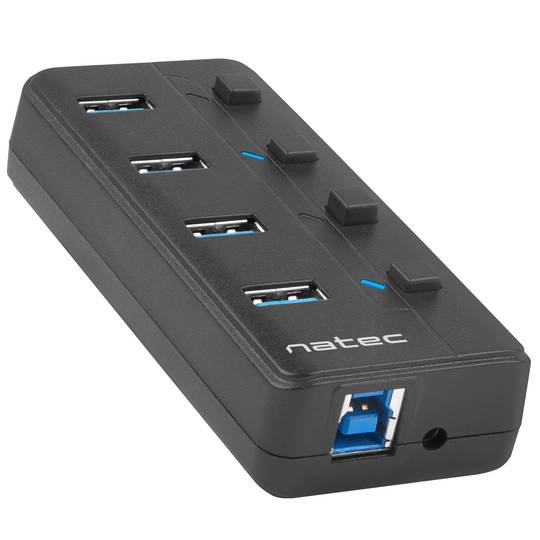 Natec Mantis 2 NHU-1557 4-Port USB Typ-A 3.0 Hub schwarz