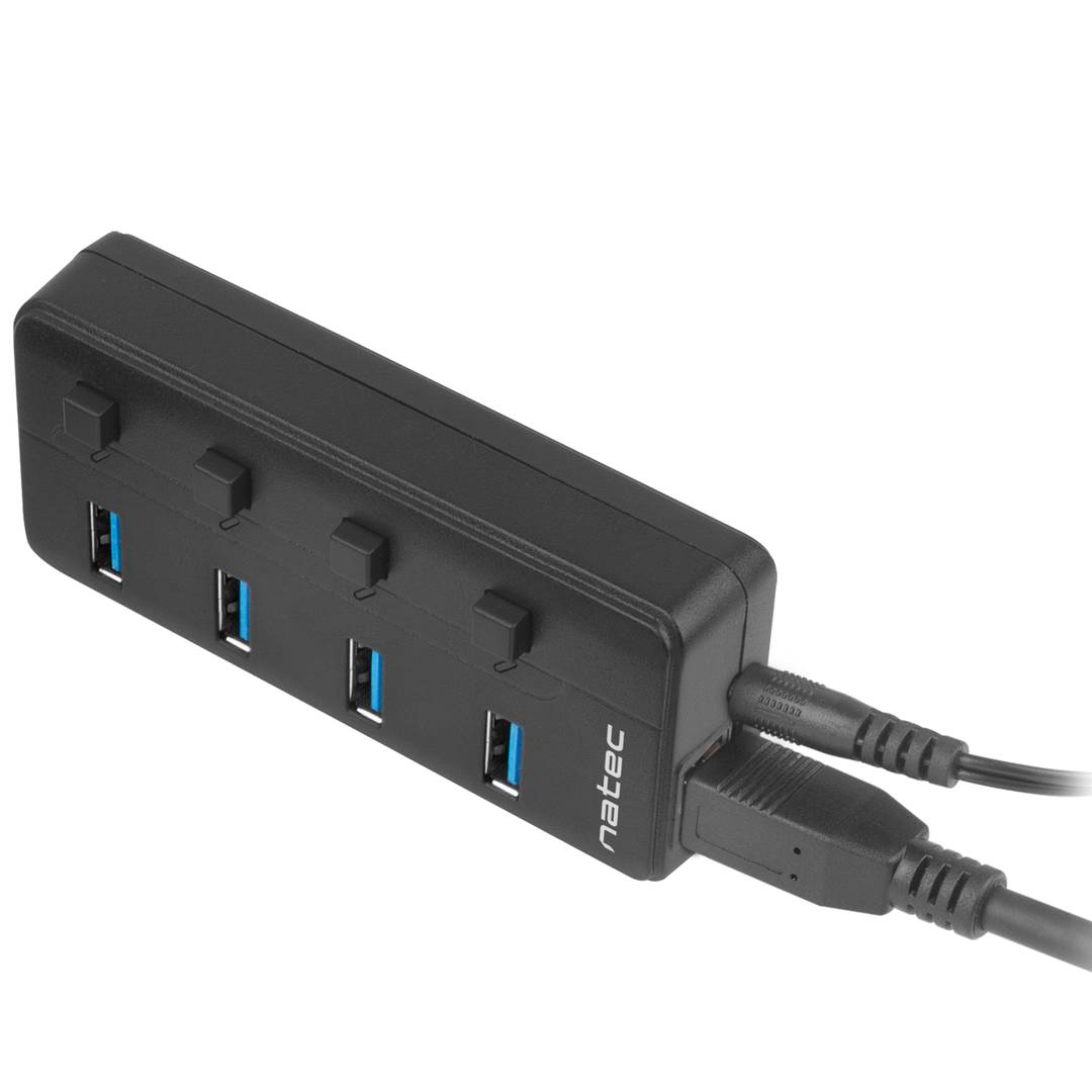 Natec Mantis 2 NHU-1557 4-Port USB Typ-A 3.0 Hub schwarz