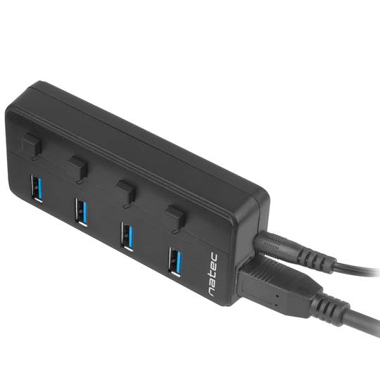 Natec Mantis 2 NHU-1557 4-Port USB Typ-A 3.0 Hub schwarz