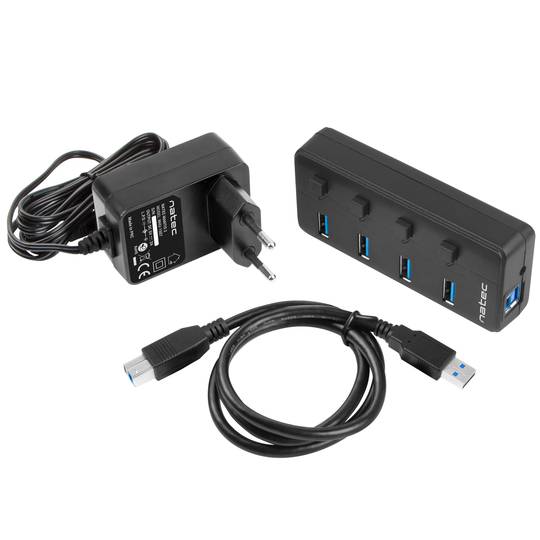 Natec Mantis 2 NHU-1557 4-Port USB Typ-A 3.0 Hub schwarz