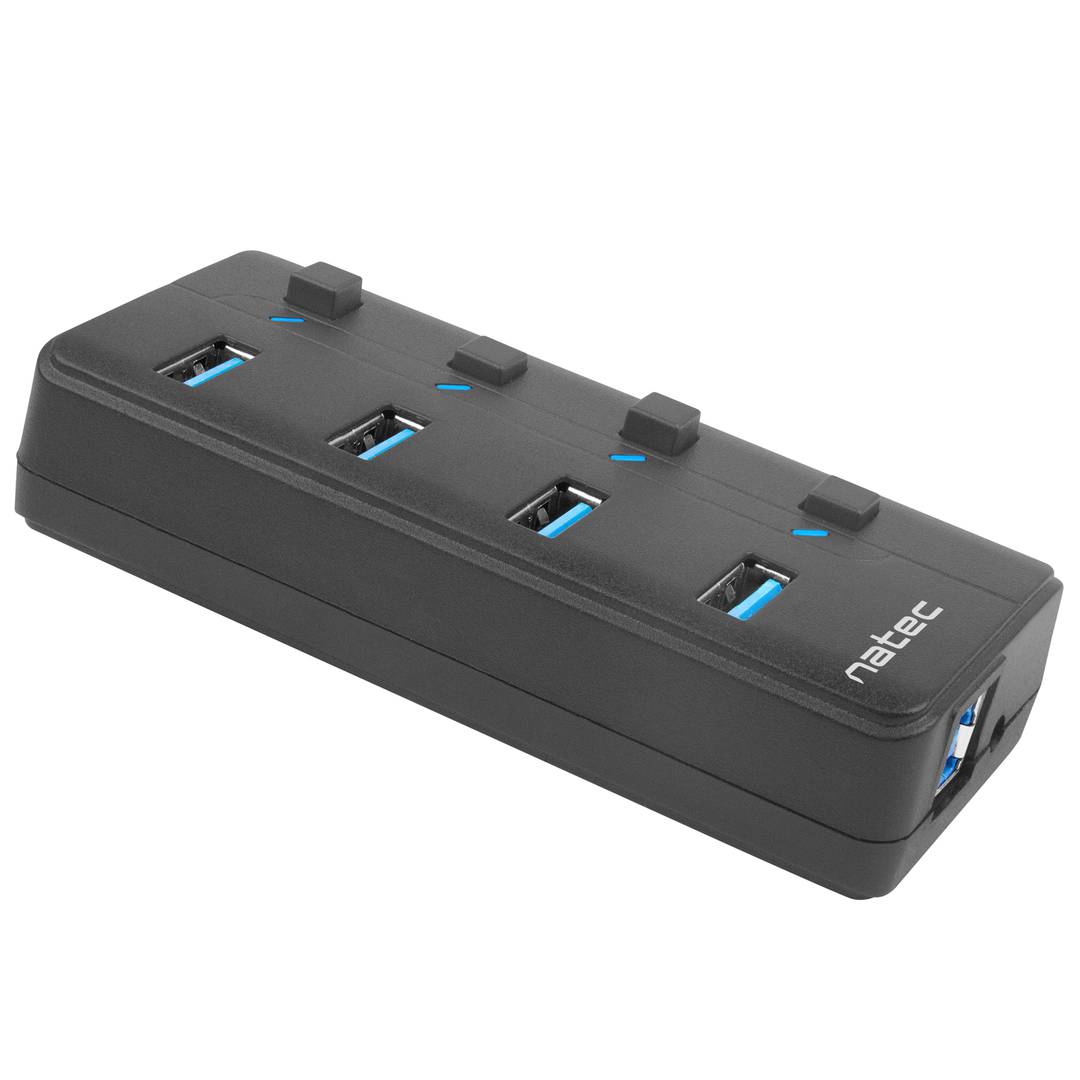 Natec Mantis 2 NHU-1557 4-Port USB Typ-A 3.0 Hub schwarz