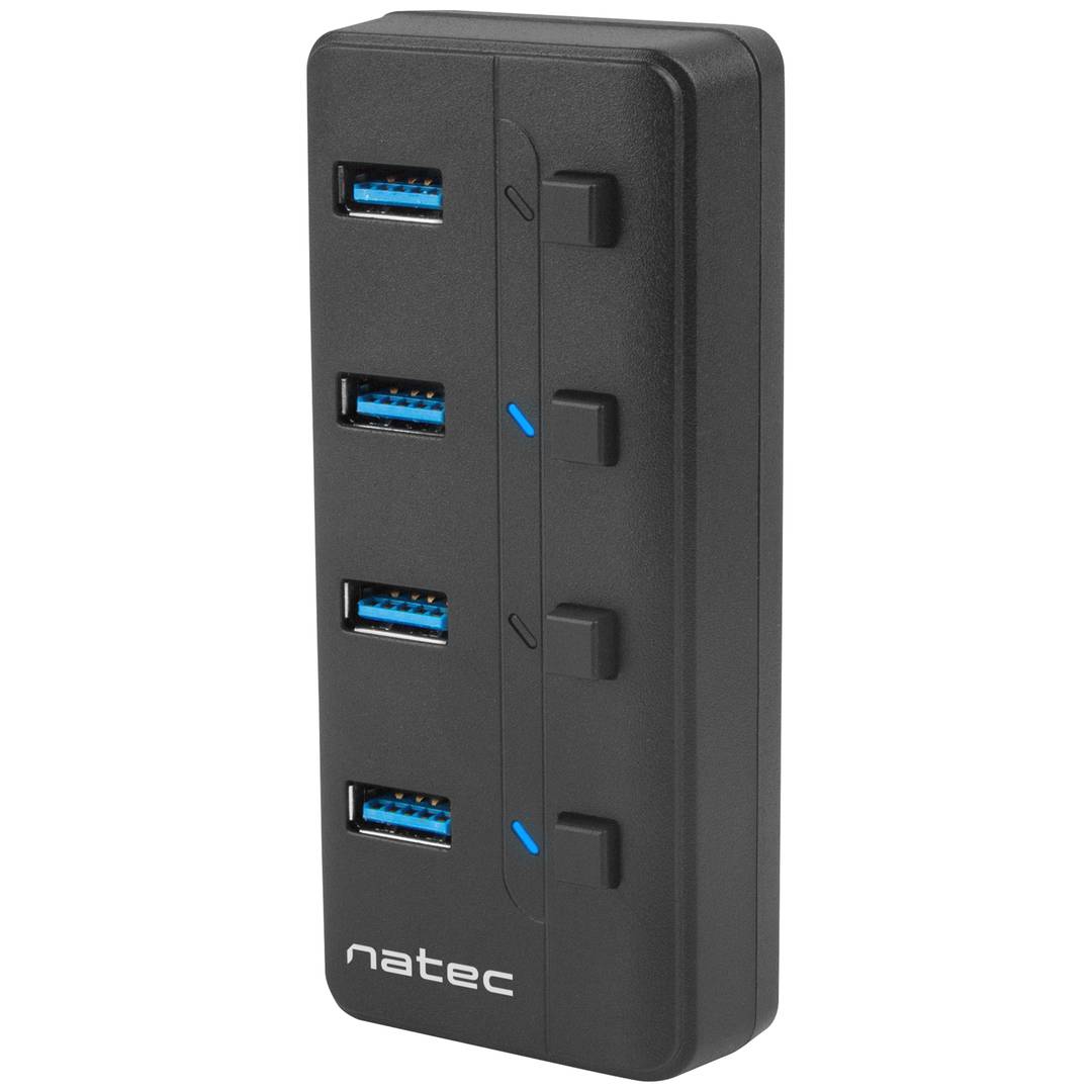 Natec Mantis 2 NHU-1557 4-Port USB Typ-A 3.0 Hub schwarz