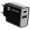 Carregador USB Natec Ribera 1X USB-A + 1X USB-C 20W preto NUC-2062