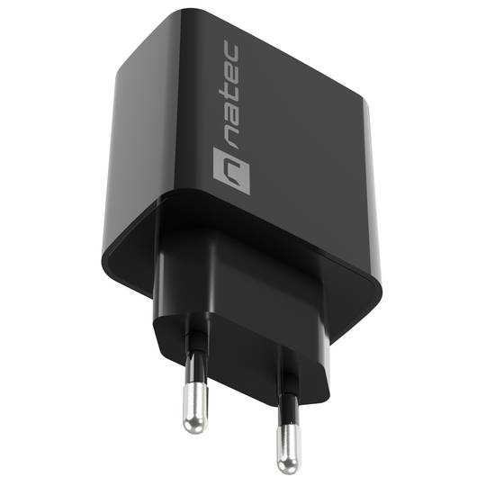Carregador USB Natec Ribera 1X USB-A + 1X USB-C 20W preto NUC-2062