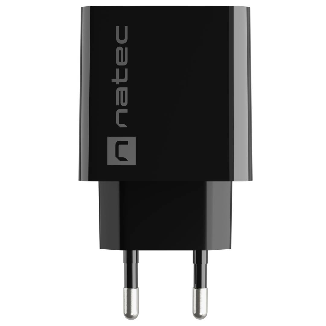 Carregador USB Natec Ribera 1X USB-A + 1X USB-C 20W preto NUC-2062