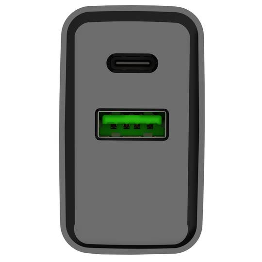 Carregador USB Natec Ribera 1X USB-A + 1X USB-C 20W preto NUC-2062