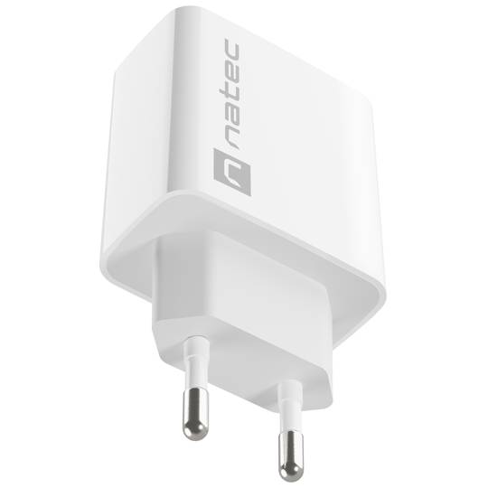 Carregador USB Natec Ribera 1X USB-A + 1X USB-C 20W branco NUC-2061