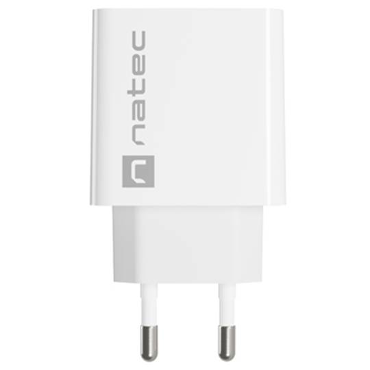 Carregador USB Natec Ribera 1X USB-A + 1X USB-C 20W branco NUC-2061