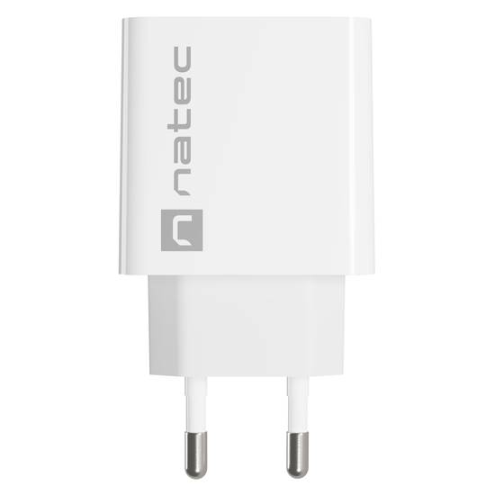 Carregador USB Natec Ribera 1X USB-A + 1X USB-C 20W branco NUC-2061