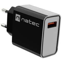 Carregador USB Natec Ribera 1X USB-A 18W preto NUC-2058