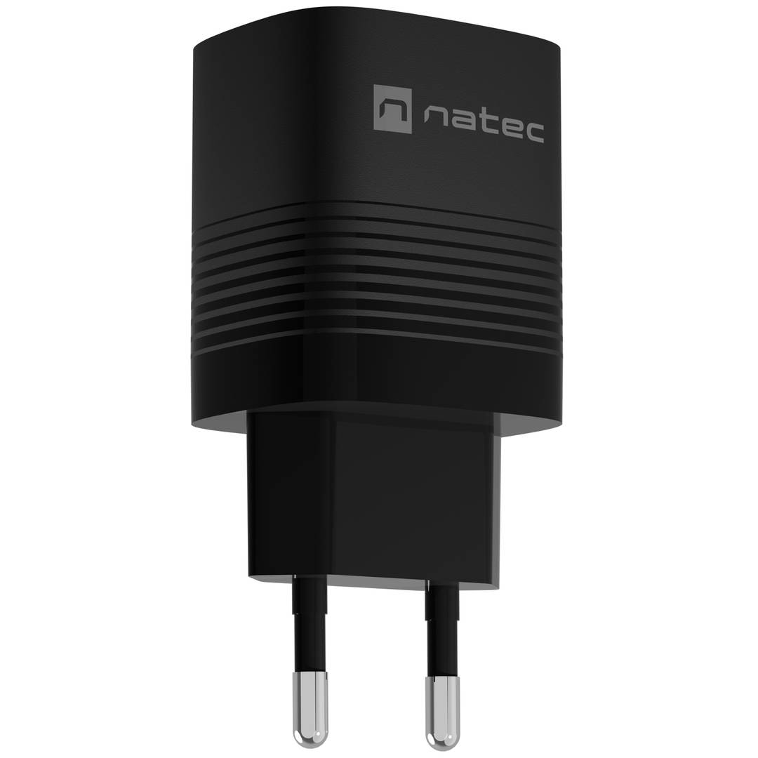 Carregador USB Natec Ribera GaN 1X USB-A + 1X USB-C 30W preto NUC-2141
