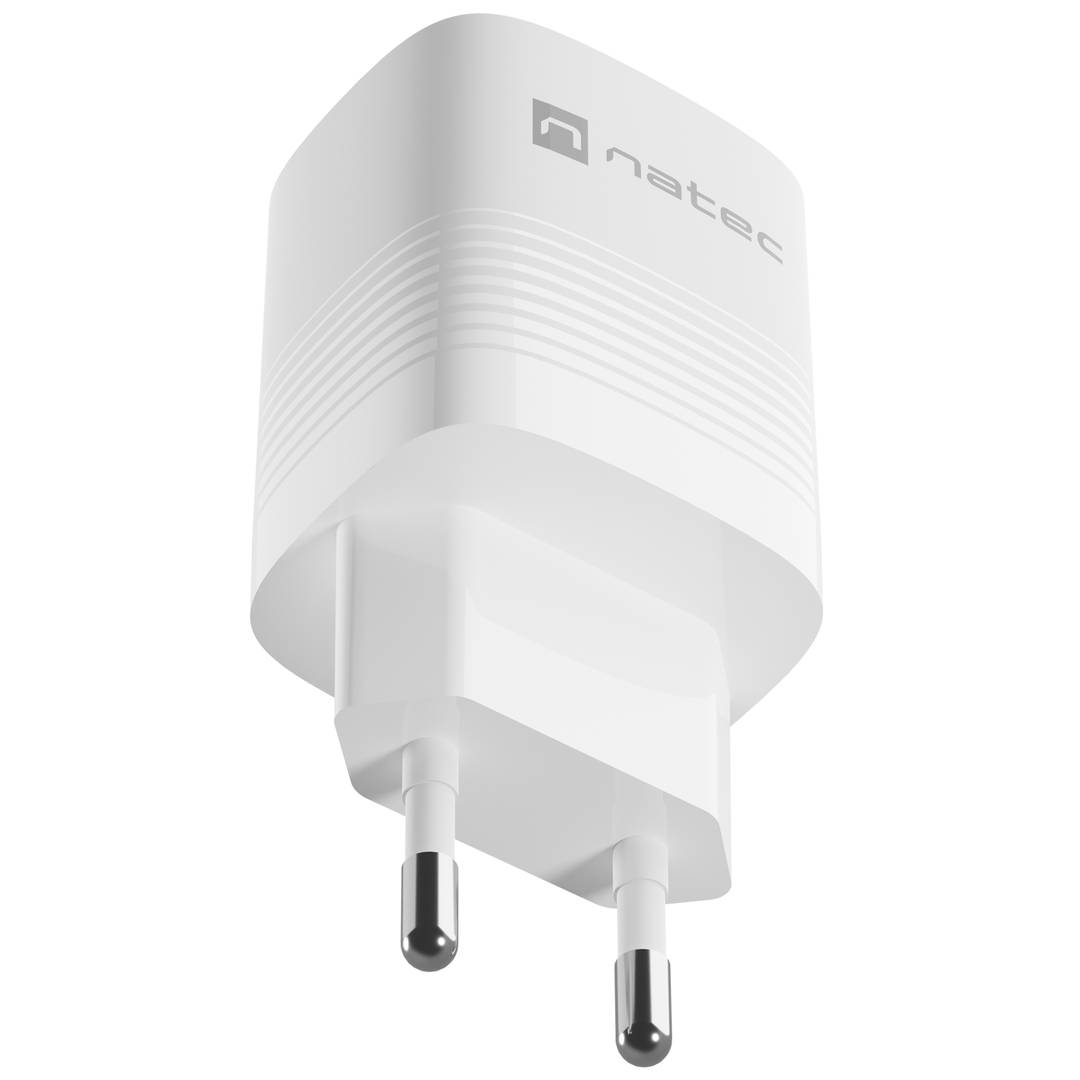 Carregador USB Natec Ribera GaN 1X USB-A + 1X USB-C 30W branco NUC-2140