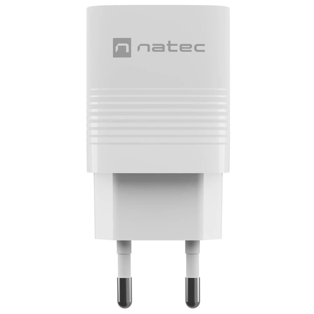 Carregador USB Natec Ribera GaN 1X USB-A + 1X USB-C 30W branco NUC-2140