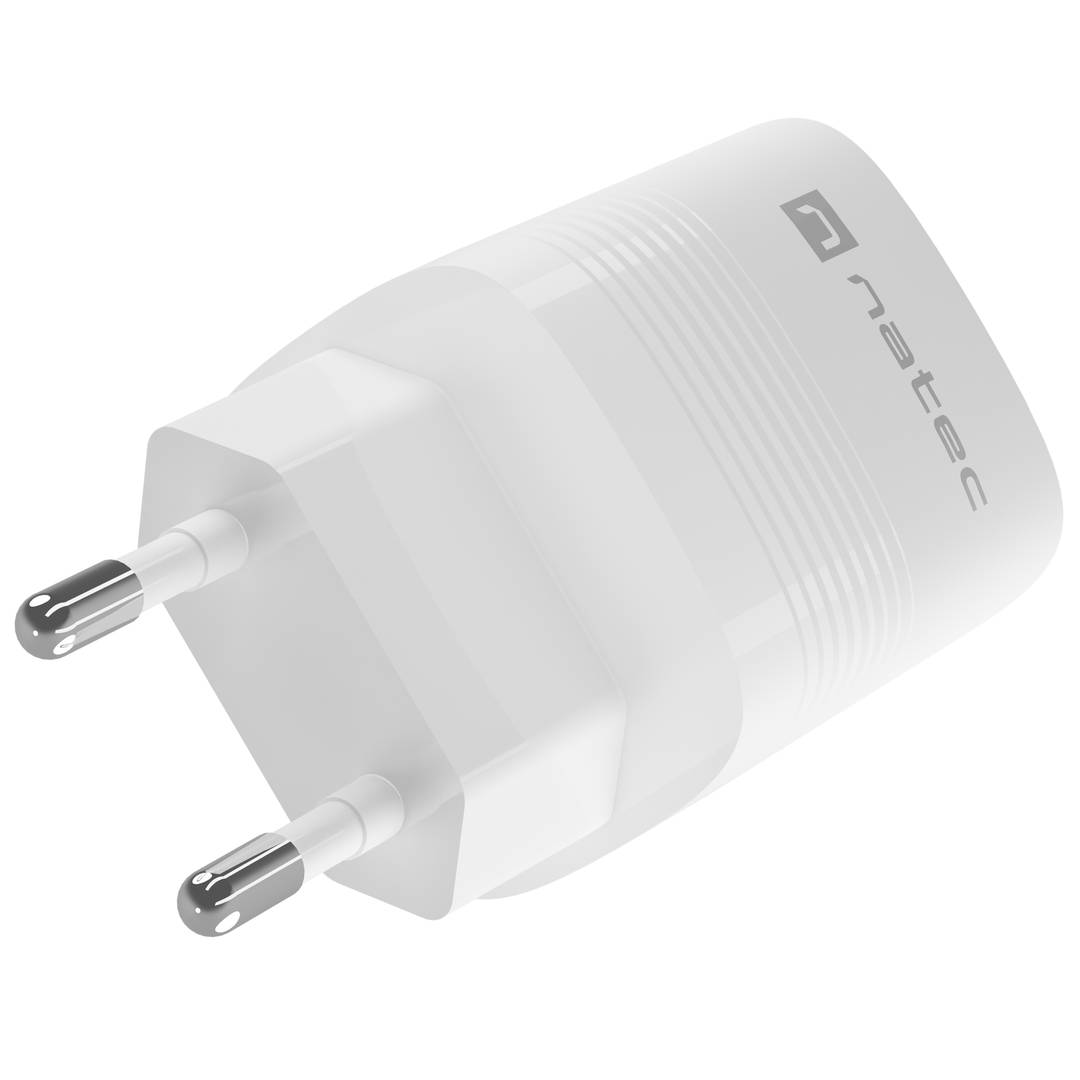Carregador USB Natec Ribera GaN 1X USB-A + 1X USB-C 30W branco NUC-2140