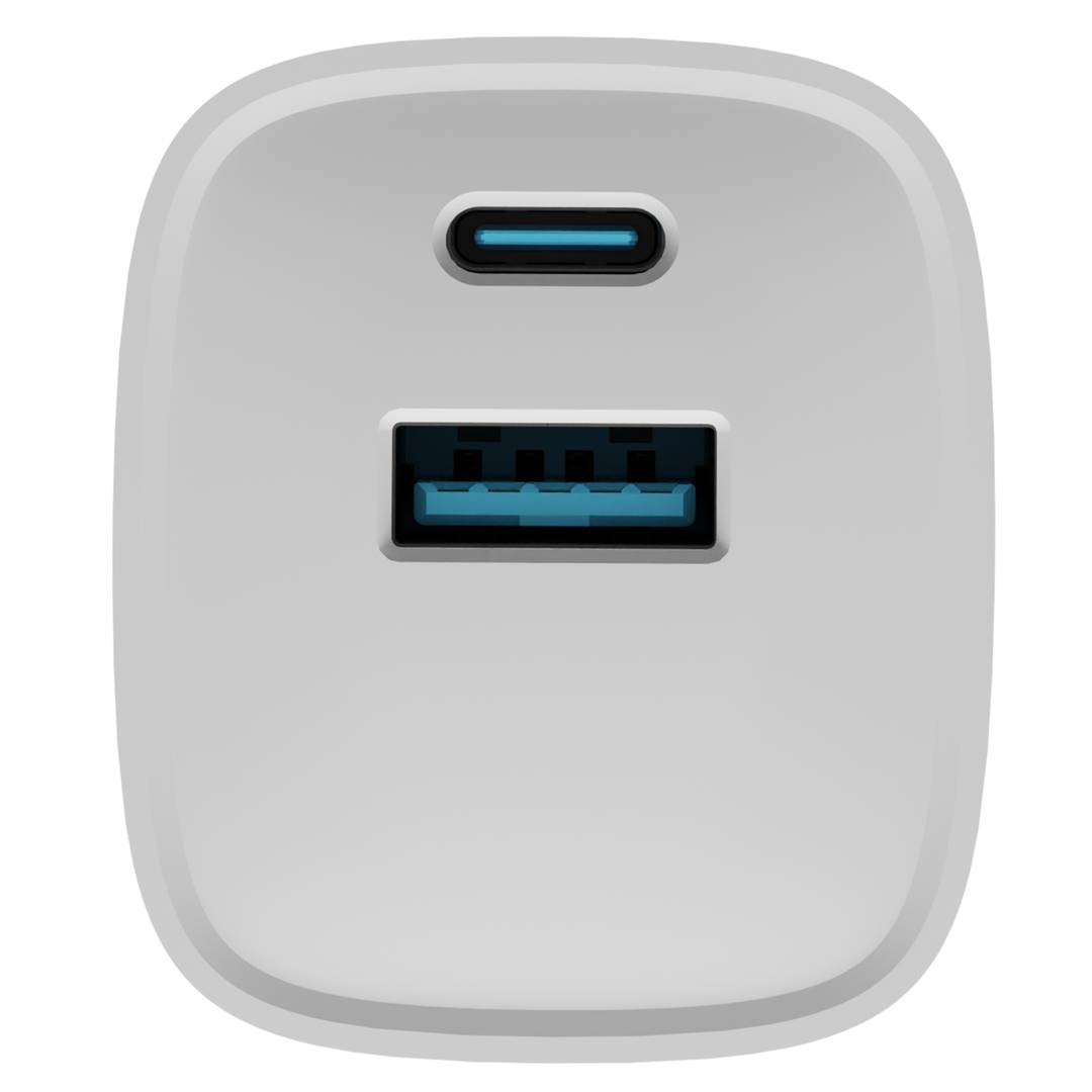 Carregador USB Natec Ribera GaN 1X USB-A + 1X USB-C 30W branco NUC-2140