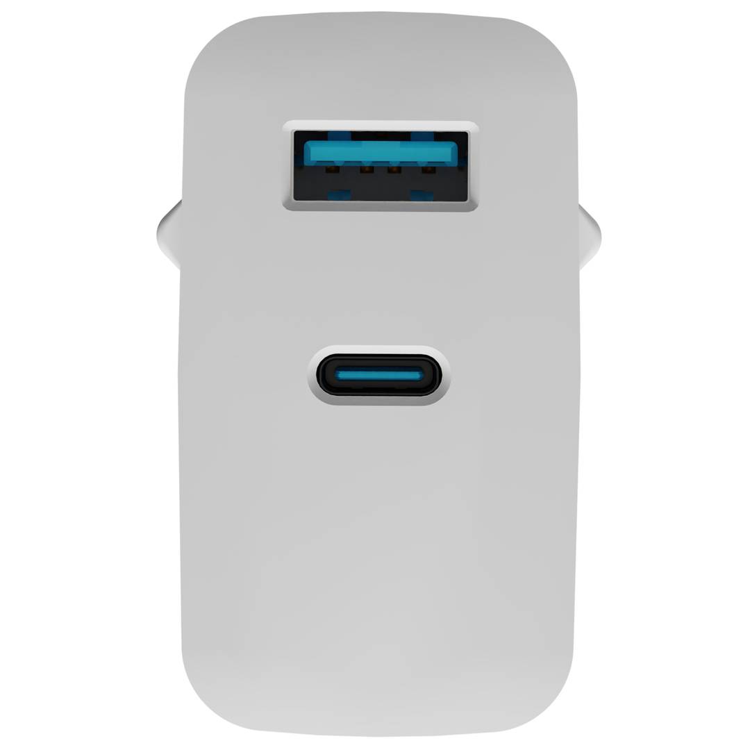 Carregador USB Natec Ribera GaN 1X USB-A + 1X USB-C 45W branco NUC-2142