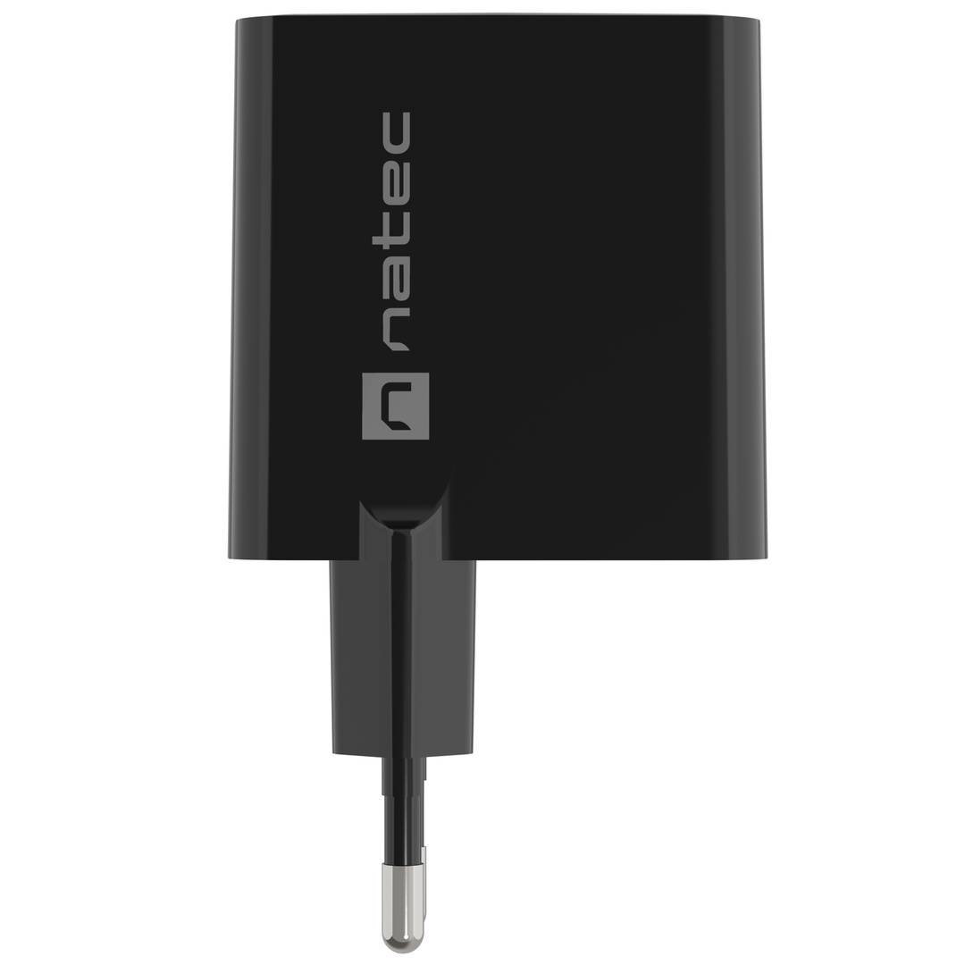 Natec Ribera GaN USB-lader 1X USB-A + 1X USB-C 65W zwart NUC-2145