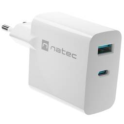 Natec Ribera GaN USB-Ladegerät 1X USB-A + 1X USB-C 65W weiß NUC-2144
