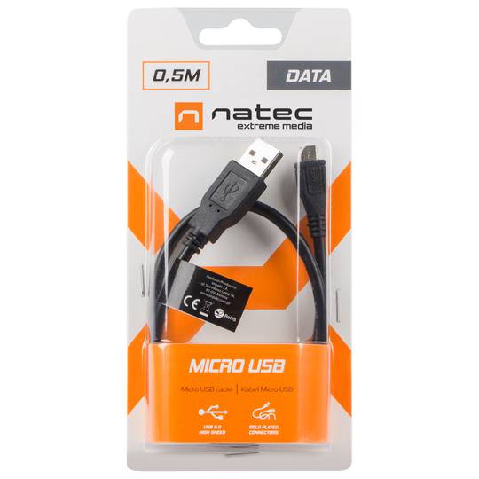 Micro USB Stecker auf USB-A Stecker 2.0 Adapterkabel 0,5 m schwarz Natec Extreme Media NKA-0427