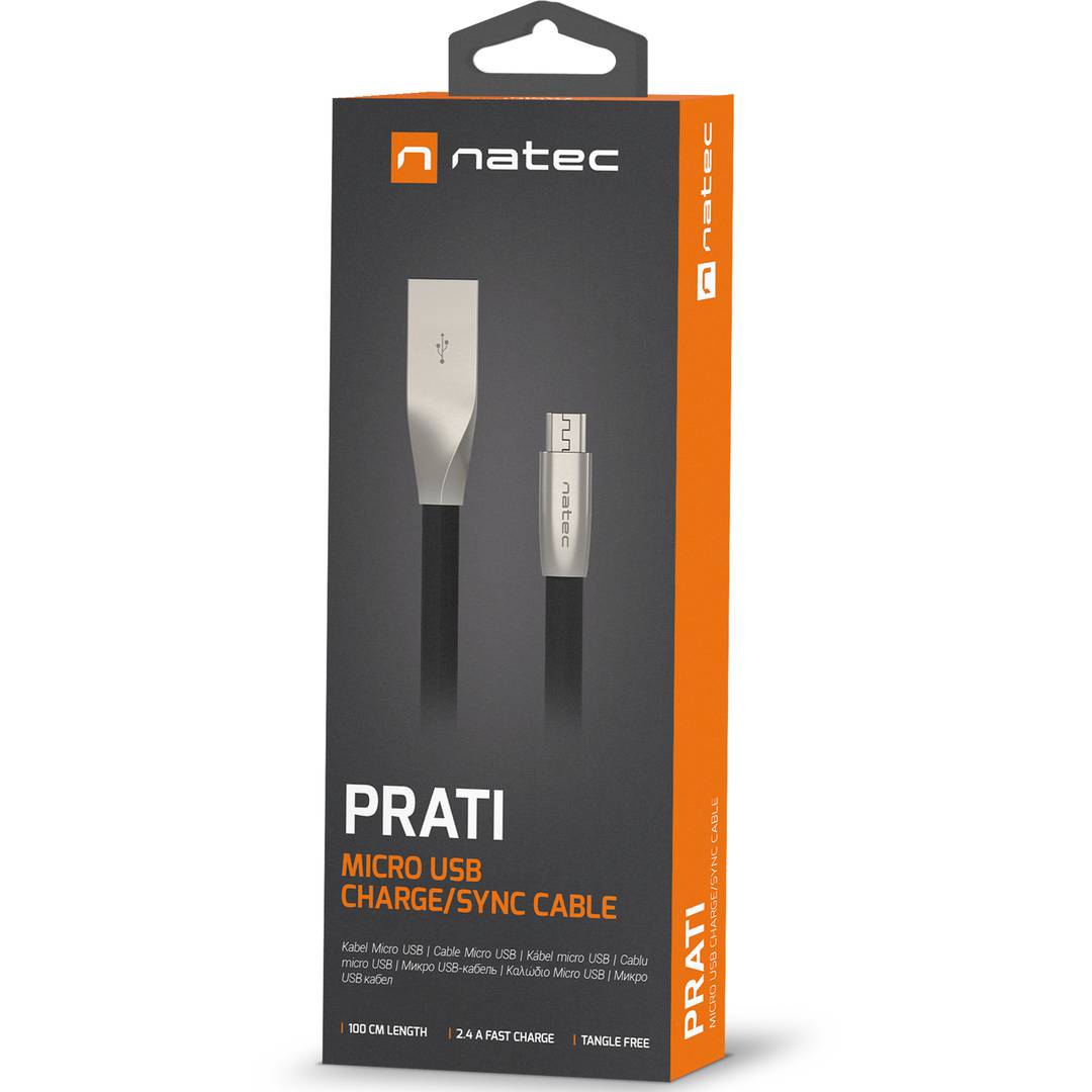 Cable adaptador USB micro USB macho a USB-A macho 2.0 de 1 m negro Natec Prati NKA-1203