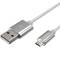 Cabo adaptador USB micro B macho para USB-A macho 2.0 1m nylon prata Natec Prati NKA-1211