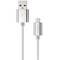 Cabo adaptador USB micro B macho para USB-A macho 2.0 1m nylon prata Natec Prati NKA-1211