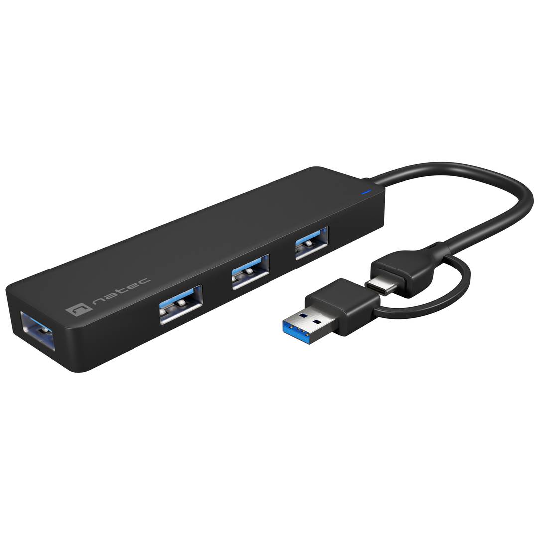 Natec Moth NHU-1342 4-Port USB Type-A 3.0 Hub Black