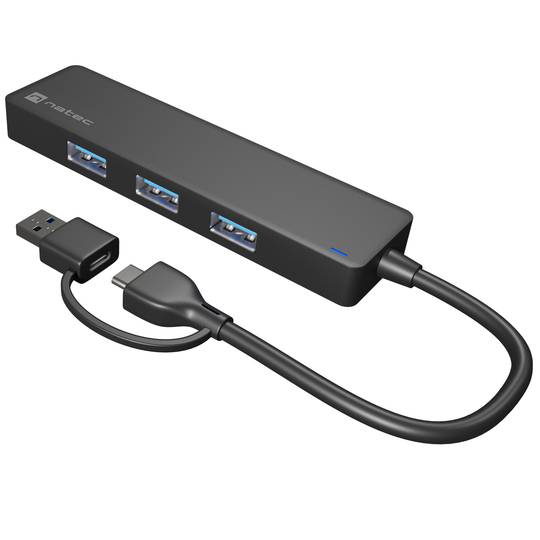 Natec Moth NHU-1342 4-Port USB Type-A 3.0 Hub Black