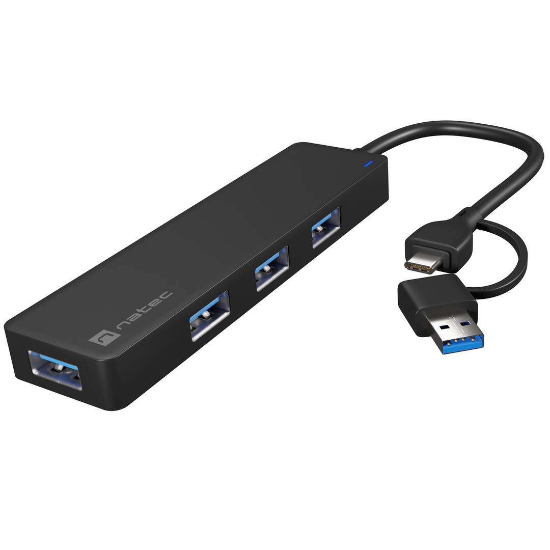 Natec Moth NHU-1342 4-Port USB Type-A 3.0 Hub Black