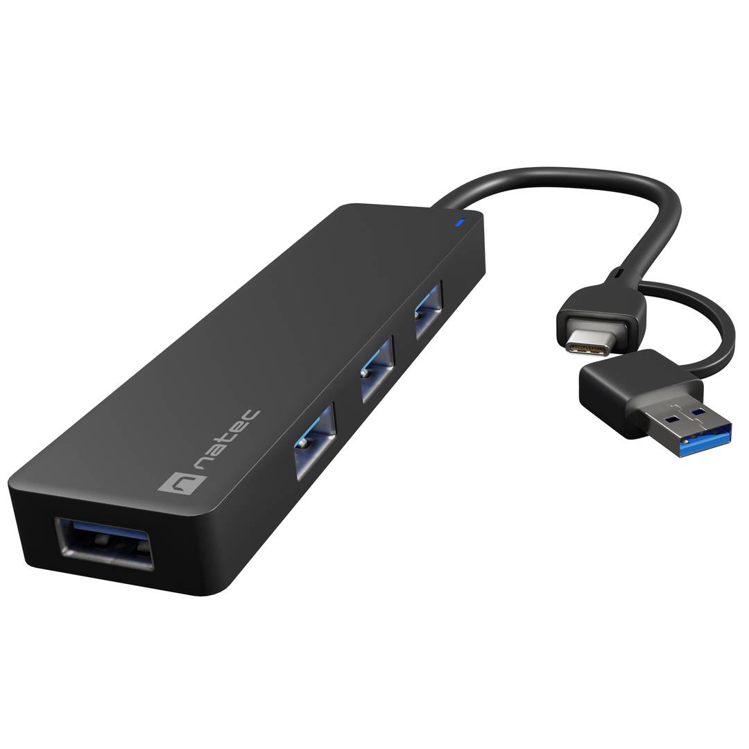 Natec Moth NHU-1342 4-Port USB Type-A 3.0 Hub Black