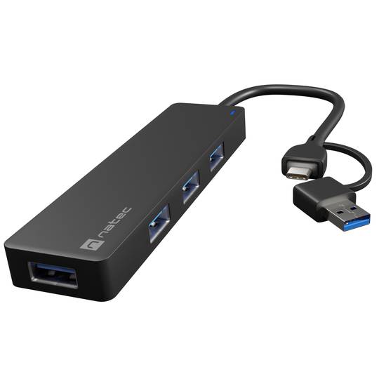 Natec Moth NHU-1342 4-Port USB Type-A 3.0 Hub Black