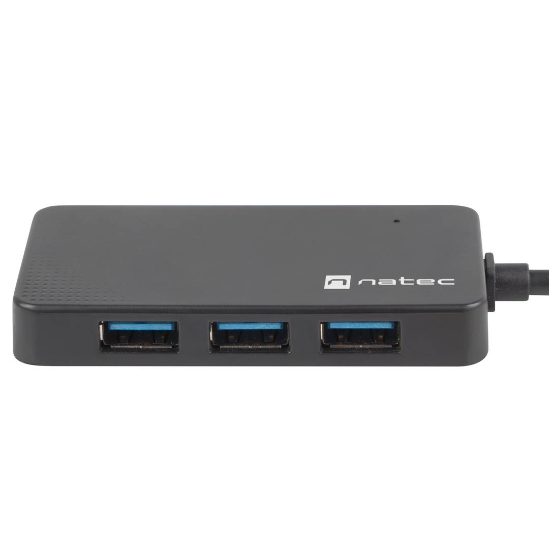 Hub USB-C 3.0 preto de 4 portas + adaptador USB-A Natec Silkworm NHU-1343
