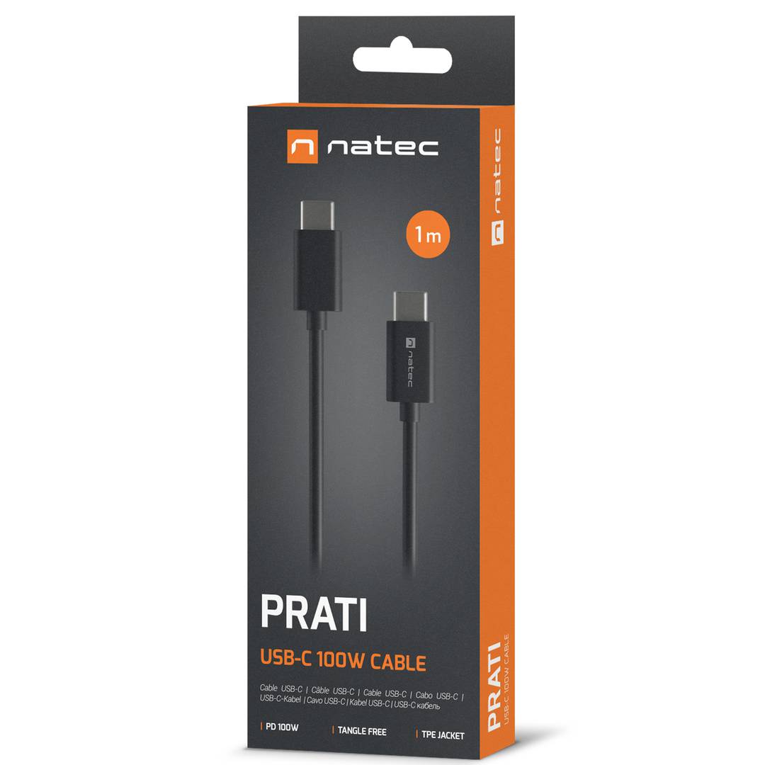 USB-C Stecker auf Stecker 2.0 Kabel 1m schwarz Natec Prati NKA-2146