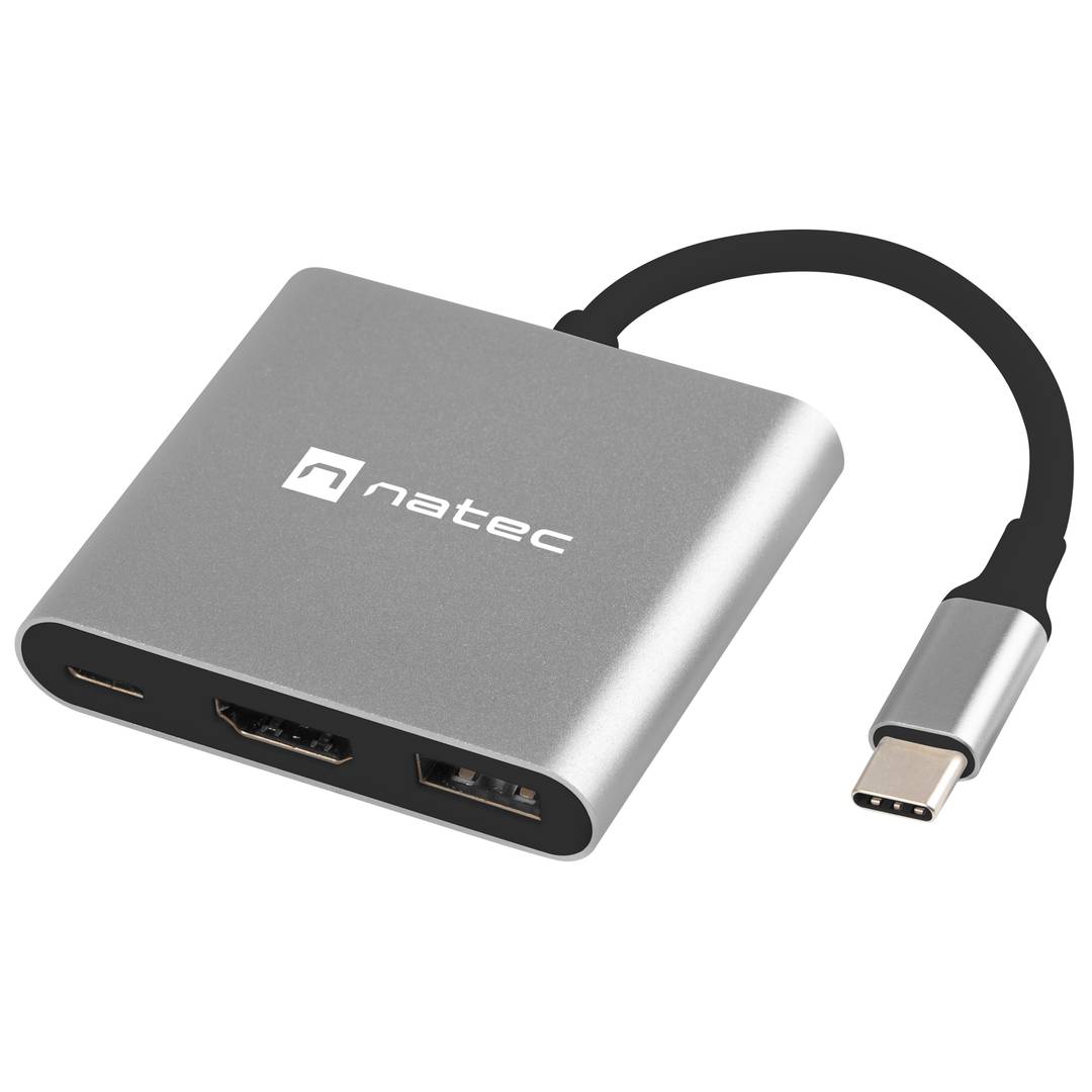 Adaptador multipuerto 3 en 1 USB-C a USB 3.0, HDMI 4K, USB-C PD Natec Fowler Mini NMP-1607