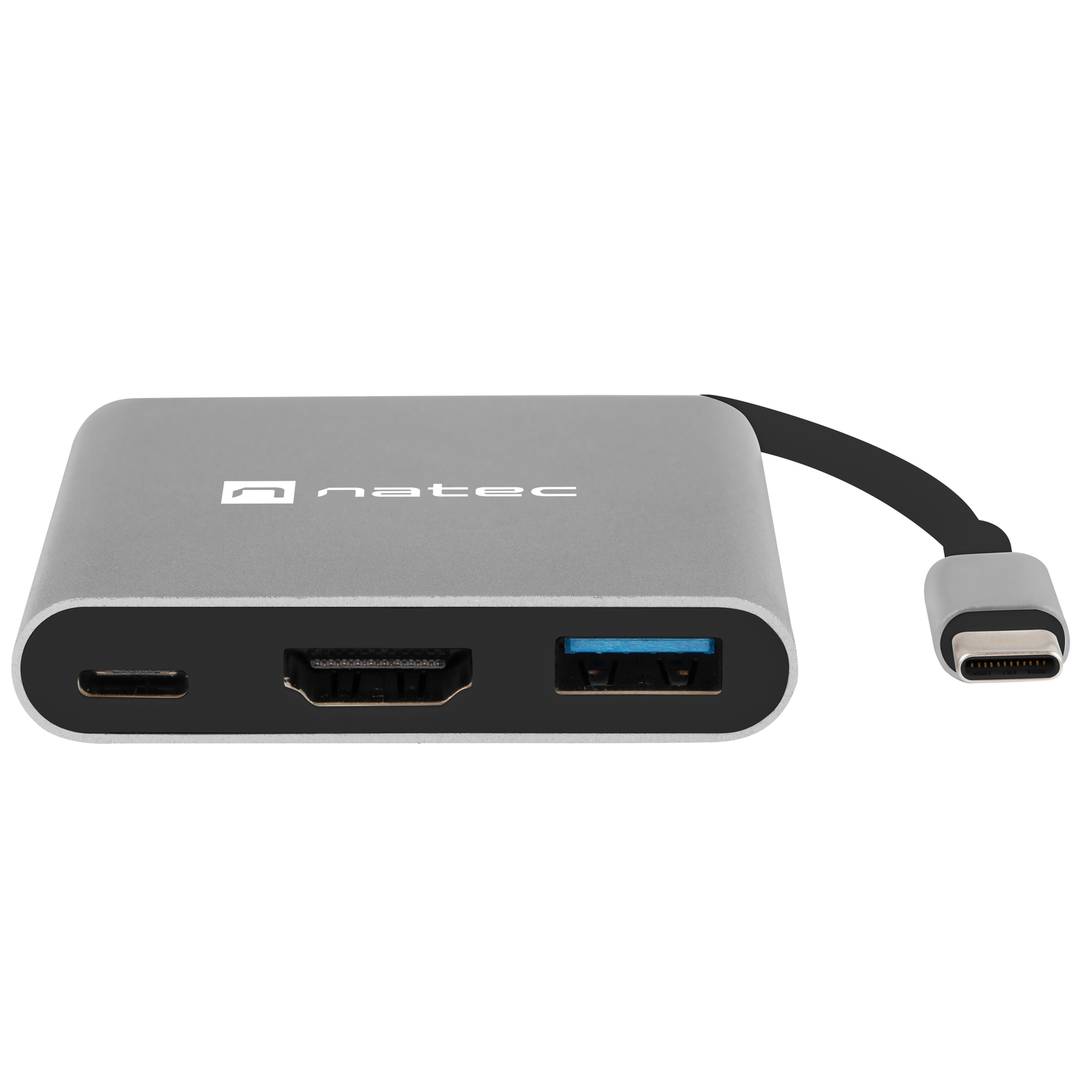 Adaptador multipuerto 3 en 1 USB-C a USB 3.0, HDMI 4K, USB-C PD Natec Fowler Mini NMP-1607