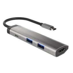 Natec Fowler Slim NMP-1984 4 em 1 USB-C para 2X USB 3.0, HDMI 4K, adaptador multiporta USB-C PD