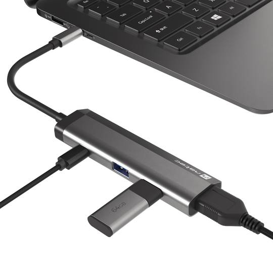Adaptateur multiport USB-C vers 2X USB 3.0, HDMI 4K, USB-C PD 4 en 1 Natec Fowler Slim NMP-1984
