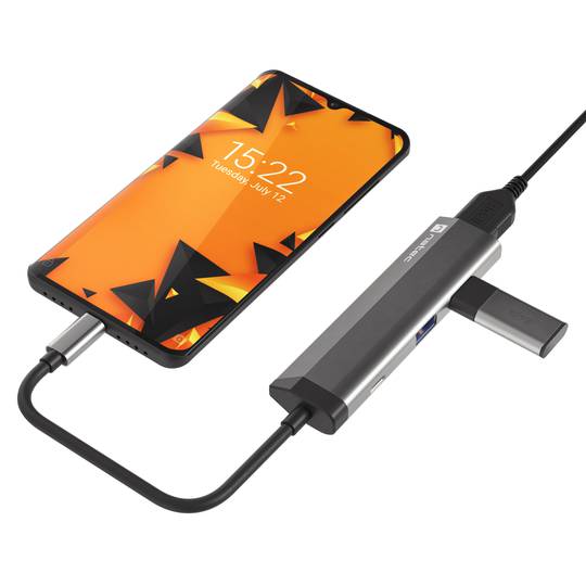 Adaptateur multiport USB-C vers 2X USB 3.0, HDMI 4K, USB-C PD 4 en 1 Natec Fowler Slim NMP-1984