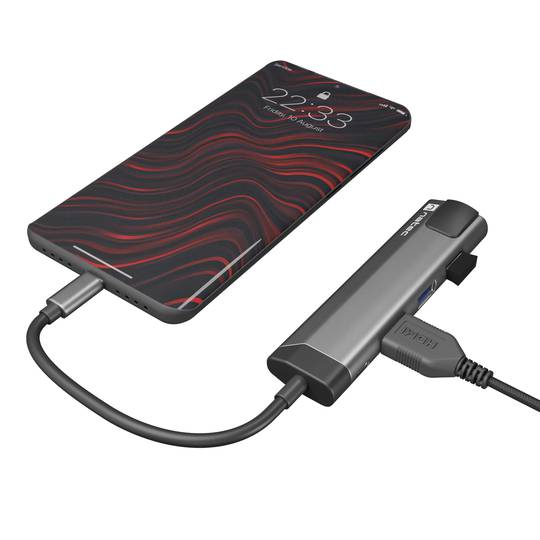 Adaptador multipuerto 5 en 1 USB-C a 2X USB 3.0, HDMI 4K, USB-C PD, RJ45 Natec Fowler Go NMP-1985