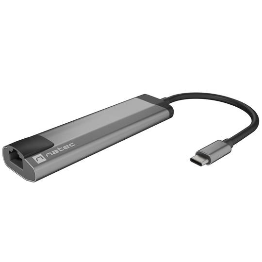 Adaptador multipuerto 5 en 1 USB-C a 2X USB 3.0, HDMI 4K, USB-C PD, RJ45 Natec Fowler Go NMP-1985