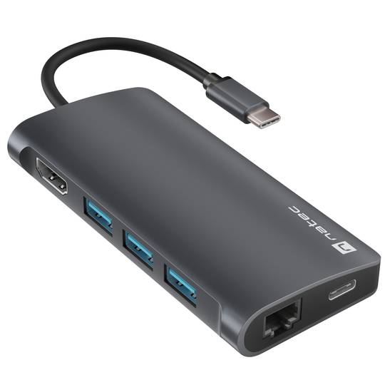 8 in 1 USB-C to 3X USB 3.0 multiport adapter, 4K HDMI, USB-C, RJ45, SD, Micro SD Natec Fowler 2 V2 NMP-2162