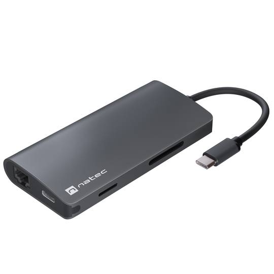 8 in 1 USB-C to 3X USB 3.0 multiport adapter, 4K HDMI, USB-C, RJ45, SD, Micro SD Natec Fowler 2 V2 NMP-2162